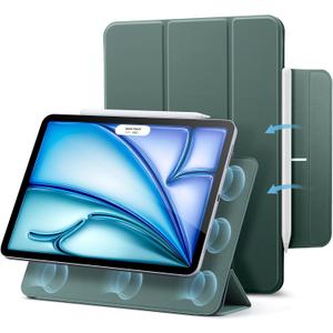 ESR for iPad Air 11 Inch Case M4/M3/M2 (2026/2025/2024), iPad Air 5th/4th Gen (2022/2020), Powerful Magnetic Attachment, Slim Trifold Stand Case, Auto Wake/Sleep, Durable Protection, Forest Green