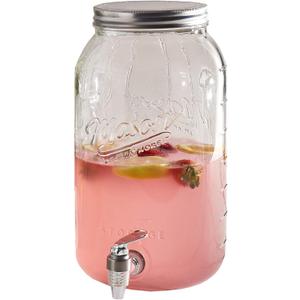 Mason Craft & More Drinkware Collection- Durable Glass Leak Proof Beverage Glassware, 8 Liter Mason Drink Dispenser With Metal Lid