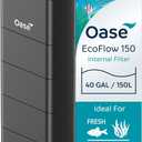 OASE EcoFlow 150 Internal Aquarium Filter, For Freshwater and Saltwater Tanks Up to 40 Gallons, Quiet, Customizable Water Flow, Multi-Stage Filtration