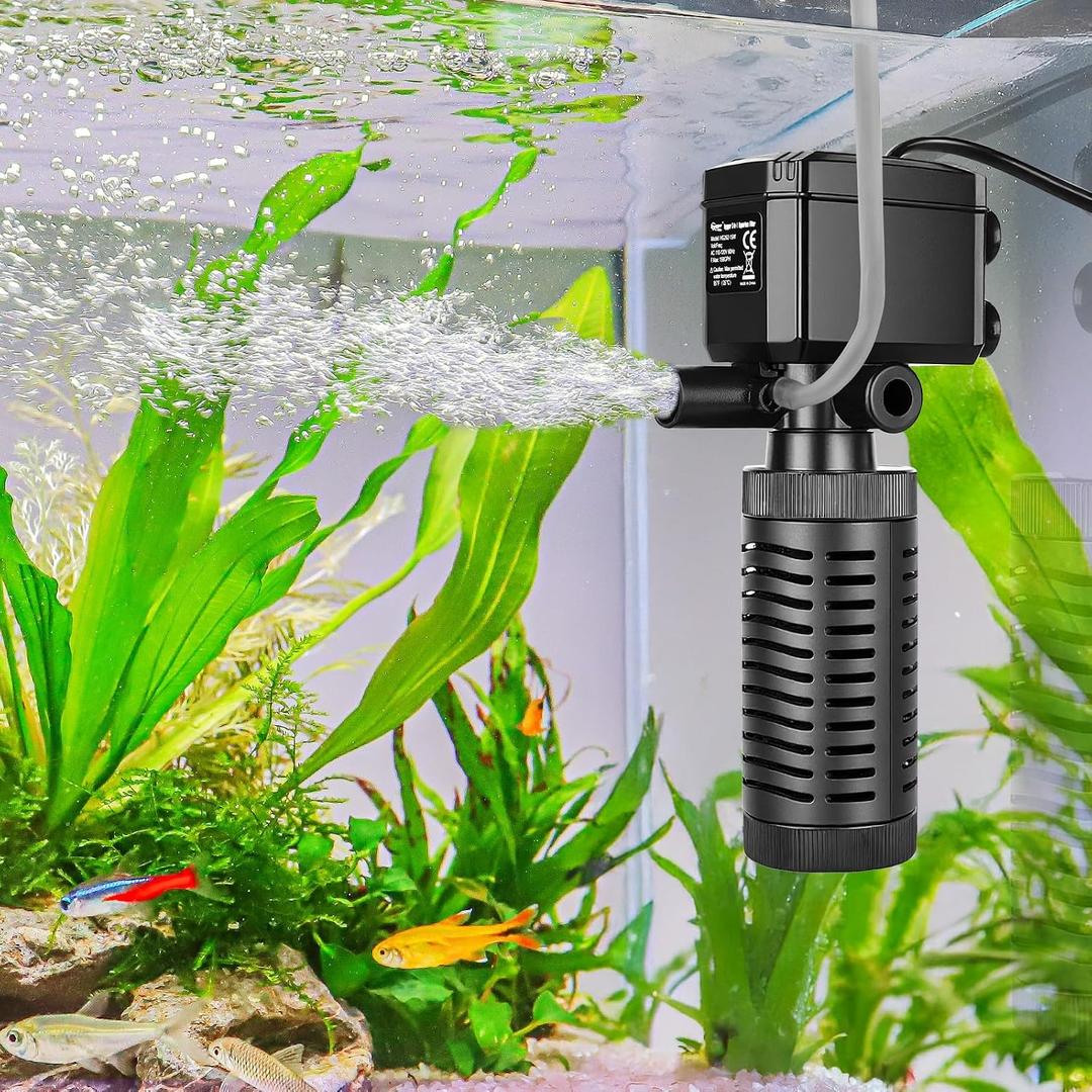 hygger 5-10 Gallon Little Submersible Aquarium Filter in-Tank Filtration with Aeration for Saltwater and Freshwater Fish Tank Internal Filters 105 GPH