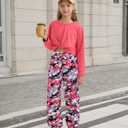 Girls 2 Piece Outfits Long Sleeve Twist Front Shirts and Camo Pants Sets for Fall Winter Sweatsuits Size 5-14Y (9-10 Years)