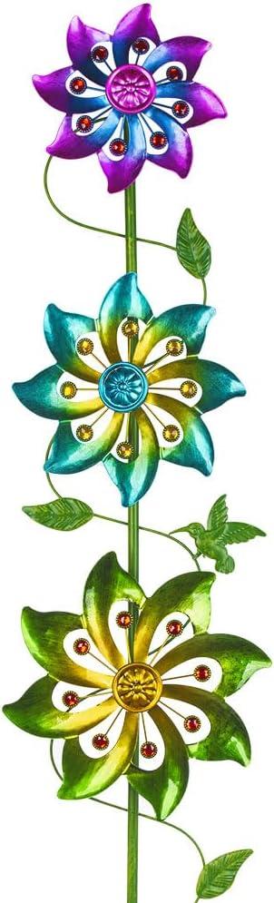 DREAMYSOUL 3 Blades Wind Spinner, Pinwheels for Yard and Garden, Metal Wind Spinners Outdoor, Colourful Wind Sculptures for Outside Patio Lawn Decoration
