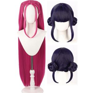 Cosplay Wig Anime Costume Wigs Long Straight Hair Accessory for Women (Black)