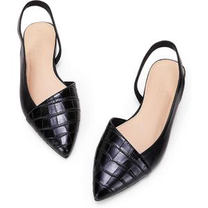 LAICIGO Women's Closed Pointed Toe Flats Slingback Low Heel Slip-on Cutout Animal Print Backless Mules Sandals, 8