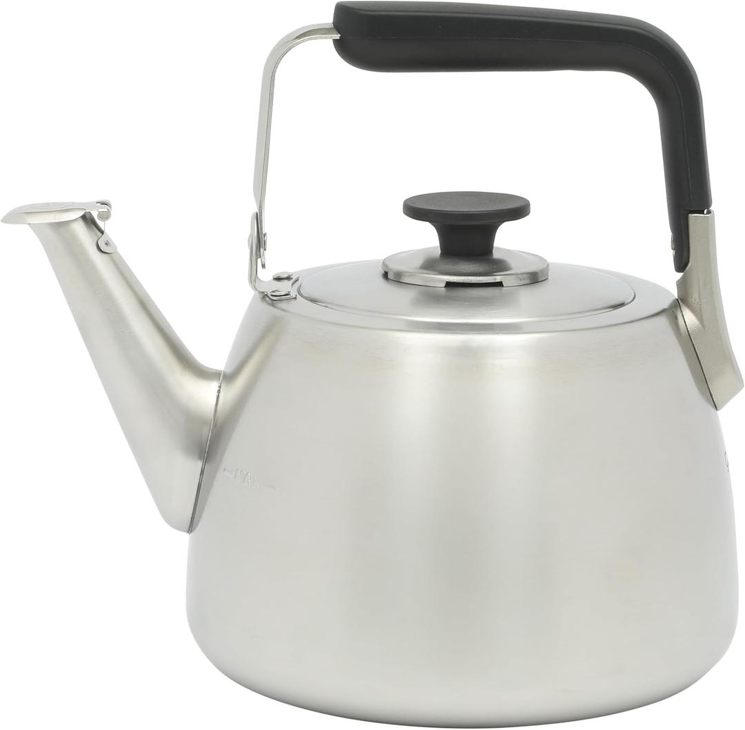 Sur La Table Kitchen Essentials 2 Qt Heavy Gauge Brushed Stainless Steel Whistling Tea Kettle  Durable Stovetop Kettle