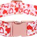 3 x Maca Bates Valentines Dog Collar Comfortable Soft Heart Dog Collar with Metal Buckle Adjustable Puppy Collar Valentine for Small Medium Large Dog (Valentine-Pink Love)