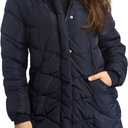 Steve Madden Womens Long Puffer Coat - Heavyweight Insulated Fall Winter Jackets for Women Windproof Long Length Bubble Parka (Medium, Navy)