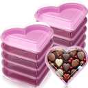 Macarrie 10 Pcs Valentine's Heart Shaped Serving Tray Platter 20 oz Heart Plates with Clear Lids Dessert Plates Snack Tray for Valentine Birthday Party Table Decoration (Pink)