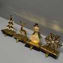 Ginbel Direct 4 Pack Christmas Stocking Holders for Mantle, Stockings Hangers Set of 4, Snowflake Snowman Tree Deer Reindeer Heavy Weighted Hooks for Mantel Fireplace Windows Indoor Decorations Gold