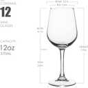 FAWLES Fully Tempered Wine Glasses, Shock Resistant Wine Glass Set for Red or White Wine, Dishwasher Safe Stem Glasses for Restaurants, Bars, Home (Set of 12, 12 oz)