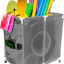 Pool Noodles Holder, Toys, Floats, Balls and Floats Equipment Mesh Rolling Storage Organizer Bin, (18.5" D x 33" W x 46" H), White , 455102