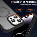 Magnetic for iPhone 14 Pro Max Case with Ring Stand, [10 FT Drop Protection] [Velvety Touch] Slim Translucent Matte Back Shockproof Phone Case for iPhone 14 Pro Max 6.7'', Space Black