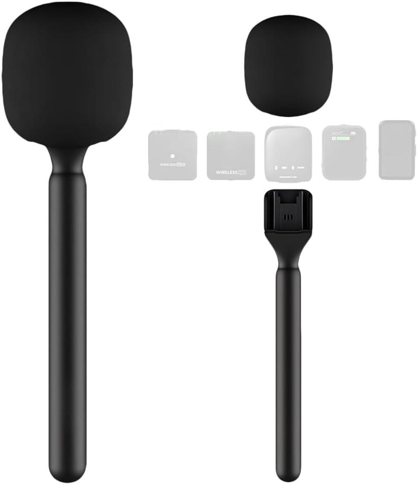 DJI Mic Holder Microphone Stand Handheld Interview Mic Holder for RODE & DJI Wireless GO,Compatible with Lavalier Rigs, Flag Stations, Vlogging, Podcasts, Reporting (Model TP20) (1)