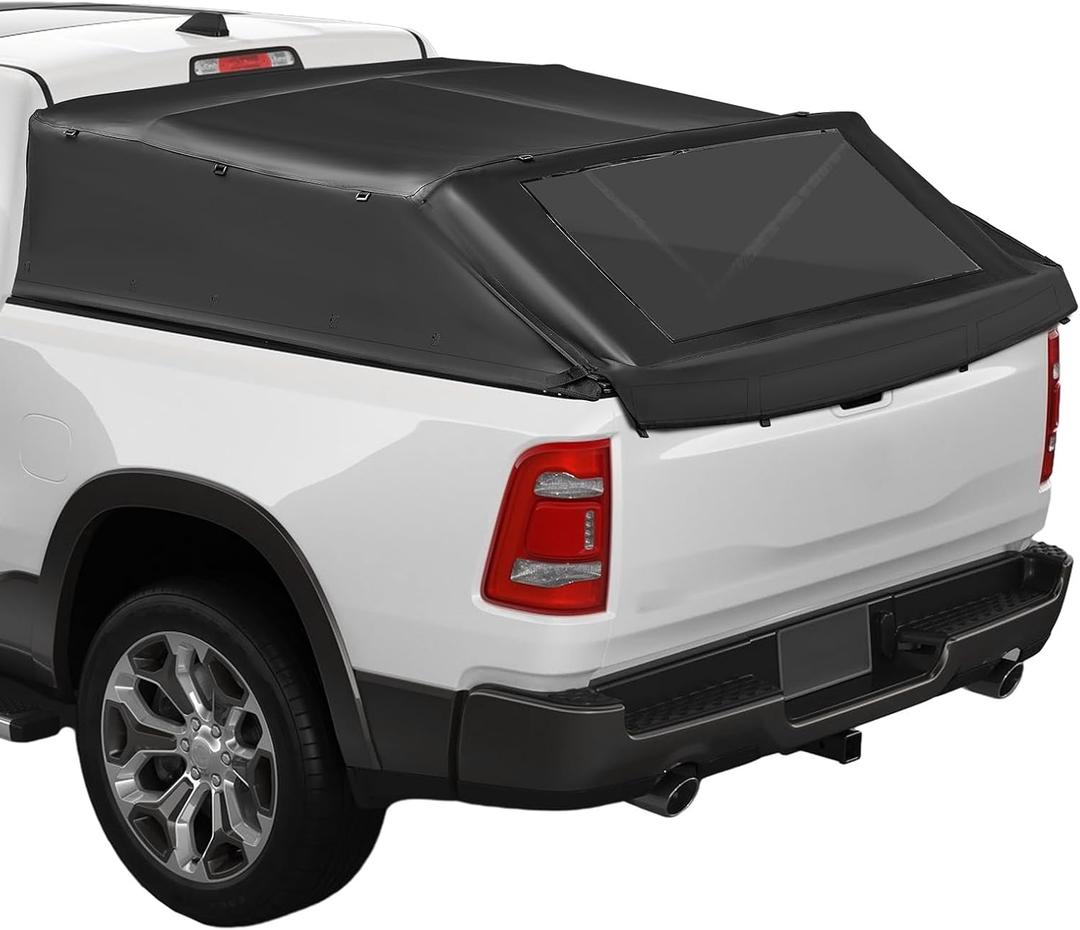 JOYTUTUS Truck Bed Soft Topper Compatible with 2019-2026 Ram 1500 with 5.5ft Bed (w/o RamBox) & Silverado Sierra 1500 with 5.8ft Bed Foldable Camper Shell Truck Top
