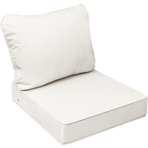 AAAAAcessories Outdoor Seat Cushions for Chairs, Fade-Resistant, Waterproof Patio Furniture Replacement Cushions, 24" x 24" x 5" + 24" x 19", Creamy White
