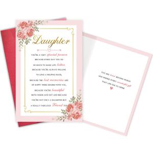 Heartfelt Birthday Card for Daughter, Sentimental Graduation Card, Sweet Poem Birthday Gift from Mom Dad, Loving Gift Ideas for Daughter