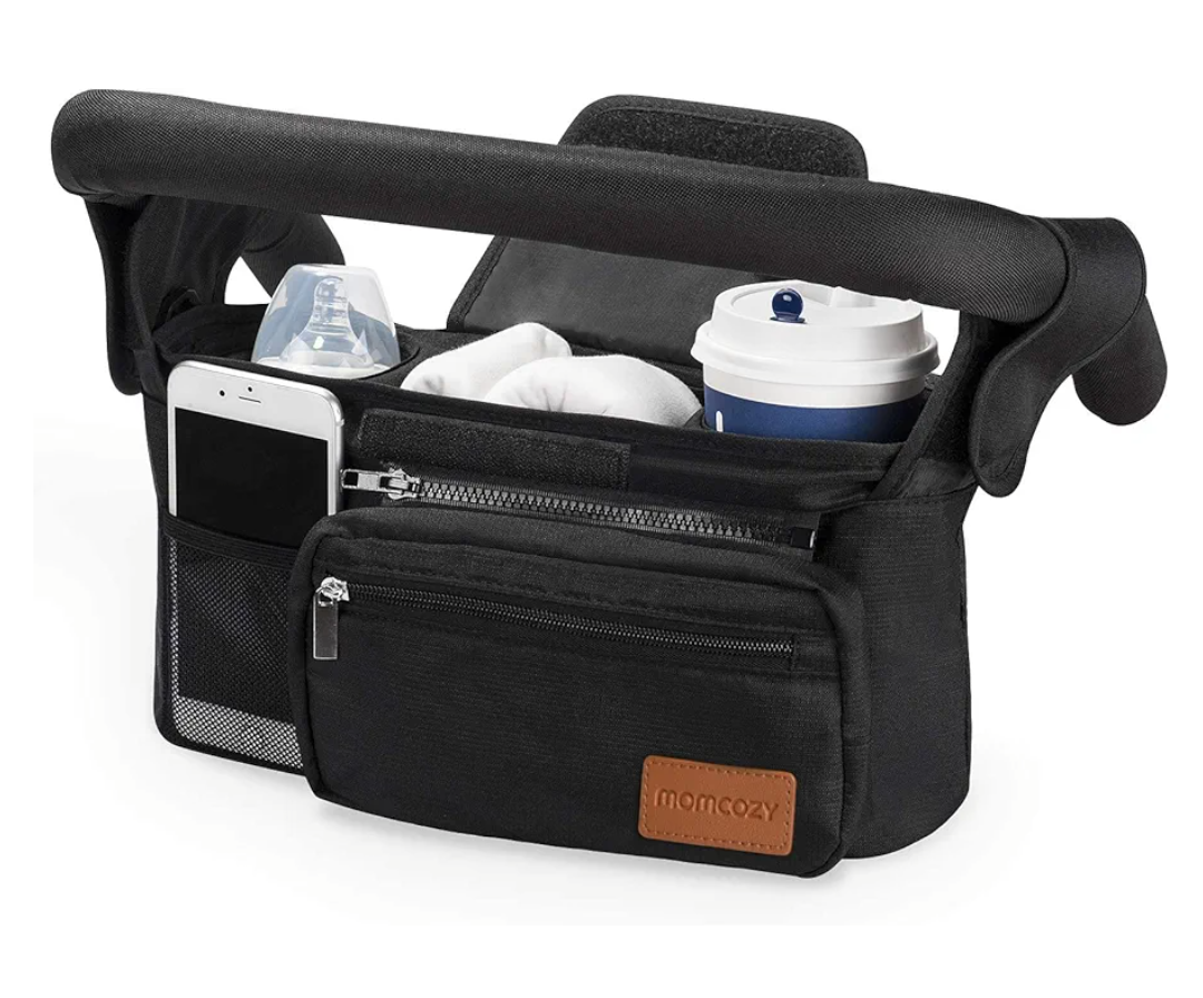 Momcozy Universal Stroller Organizer with Insulated Cup Holder Detachable Phone Bag & Shoulder Strap, Fits for Stroller like Uppababy, Baby Jogger, Britax, BOB, Umbrella and Pet Stroller