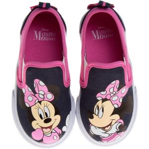 Disney Minnie Mouse Shoes for Girls - Kids Toddler Character Low top Slip-on Casual Tennis Canvas Sneakers (Navy/ Fuchsia) (Size 6 Toddler)
