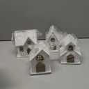 Wood & Plastic Christmas Sculpture Set, 9pcs, Including 4 LED Lighted Houses and 5 Frosted Trees for Tabletop Mantel Dcor