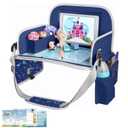 MENZOKE Kids Travel Tray for Toddler Car Seat, Toddler Gift for Boy Activities with Dry Erase Board & iPad Holder Stand, Road Trip Essentials Accessories Lap Tray for Boy as Birthday Gift, Dark Blue