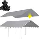 GARVEE 10 x 20 Ft Carport,Replacement Canopy Cover Garage Top Tent Shelter Tarp,Grey Waterproof & UV Protected (Only Tarp Cover, Frame Not Include)