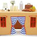 Oudain 10ft x 7.5ft Large Tablecloth Playhouse for Kid Table Fort Cover Table Cloth Tent Playhouse for Dining Room Birthday Indoor Outdoor Party Playground (Yellow Blue Colors,Fairy Style)