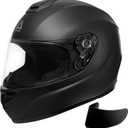 TRIANGLE Full Face Motorcycle Street Bike Helmet Lightweight DOT Approved (M, Black)