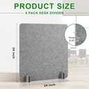 Kisston 6 Pack Acoustic Desk Divider Desk Partition 24 x 24" Stand Up Freestanding Desk Privacy Panel Noise and Visual Distractions Reducing Table Divider for Student Reception Area Office(Light Gray)