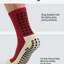 Aimery 4 Pairs Mens Grip Soccer Socks Non Slip Grippy Women Socks for Football Basketball Sports (Red)