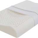 Slim Natural Latex Pillow for Stomach, Back Sleepers,Low Profile & Thin Ergonomic Contour Pillows Helps Cervical Neck Correction and Deeper Sleep (23.6" Lx15.7 Wx(3.1/3.9") H)