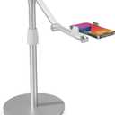 Phone Overhead Stand, Upgarde Cell Phone/Tablet Holder, Multiangle, 3-Part Adujustable,Horizontal Record,Compatible with 3.5-11" Cellphone/Tablet/iPad/iPhone, Silver
