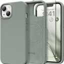 GONEZ Magnetic for iPhone 13 Case & iPhone 14 Case, [Compatible with MagSafe] Anti-Scratch Microfiber Lining & Screen Protector, Shockproof Slim Phone Silicone Cover 6.1 inch, Calke Green