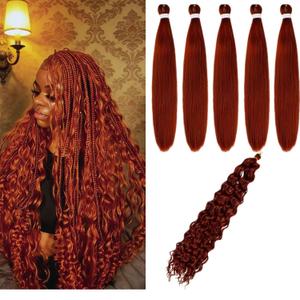 Ginger Brown Braiding Hair Pre stretched Braid 52inches 5 Packs with 1 Pack Deep Wave Braiding Hair Hypoallergenic Non Toxic Itch Free for Boho Braids