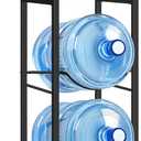 Brown Heavy Duty 5 Gallon Water Bottle Holder - 2 Tier Water Cooler Storage Rack With Top Shelf - Dispenser Stand for Kitchen, Living Room, Office