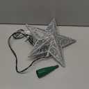 Christmas Star Tree Topper, Plug in Sliver Glittered 3D Star Tree Topper, Metal Hollow Designed Built-in 10 Bulbs String Lights for Indoor Office Christmas New Year Holiday Tree Decoration (Pvc Silver Star)