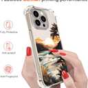 Hungo Compatible for iPhone 15 Pro Max Case for Women Clear Design Cute,Girly Girls Promax Ocean Beach Mountain Sunset Sun Sea Palm Trees Clouds Hills Tropical