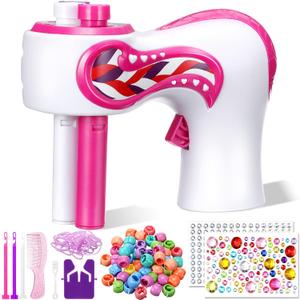 Lasnten Automatic Hair Braider Machine Electric Hair Braiding Tools DIY Styling Kit with Self Adhesive Gems and Jewelry Beads Salon Styling Tool Accessories for Women Makeup Vanity Set