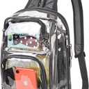Clear Backpack Stadium Approved with Breathable Shoulder Straps, Clear Sling Bag for Stadium Work Concert Festival (Grey)