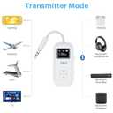 1Mii SafeFly Dual | Bluetooth 5.3 Adapter Bluetooth Transmitter w/Screen for Wireless Headphones, Wireless Audio Transmitter Use with 3.5 mm Audio Jack on Airplanes/Gym/TVs-Transmitter Only