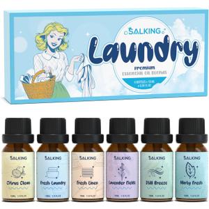 SALKING Laundry Collection Essential Oils Set, Pure Essential Oil for Diffuser, Clean Aromatherapy Fragrance Oil Gift Set, Use with Wool Dryer Balls, Citrus Clean, Lavender Fields, Still Breeze
