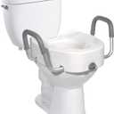 Drive Medical Premium Plastic Raised Toilet Seat with Lock and Padded Armrests, Elongated, Pack of 1