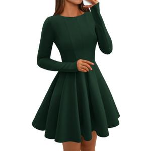 BTFBM Fall Dresses for Women 2025 Long Sleeve High Waist Pleated Flowy A Line Party Wedding Guest Dress Business Casual Size XXL
