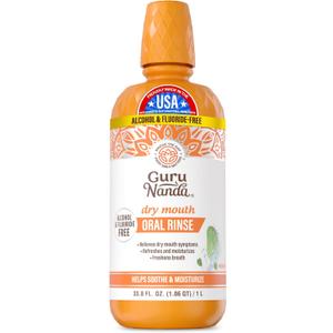 GuruNanda Dry Mouth Mouthwash Helps Relieve Dry Mouth & Moisturize Oral Tissues Alcohol-Free, Gentle Hydration Oral Rinse Fresh Mint, 33.8 oz/1 Liter