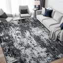 RELEANY Washable Area Rugs 6'x9' Non-Slip Modern Abstract Soft for Living Room Entryway Bedroom Nursery, Print Pattern, Black Navy Blue Gray