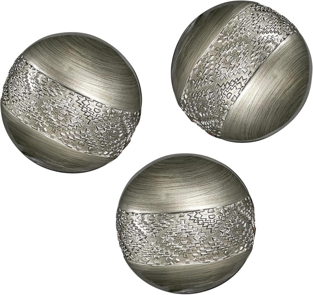 Creative Scents Dublin Silver 3 Decorative Balls - Set of 3 Decorative Balls for Bowls and Vases, Decorative Orbs, Premium Home Decor Vase Filler, Spheres for Coffee Table Decor, Dining, Living Room