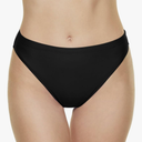 Annbon Women's High Cut Bikini Bottoms Mid Rise Tankini Swimsuit Bottom, Black, XS