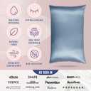 Blissy Silk Pillowcase - 100% Pure Mulberry Silk - 22 Momme 6A High-Grade Fibers - Silk Pillow Cover for Hair & Skin - Regular, Queen & King (Ash Blue, Queen)