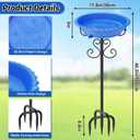 Bird Bath for Outside,40In Vintage Freestanding Bird Feeder Birdbaths for Outdoors, Bird Bath Detachable Plastic Bowl for Garden Patio Yard Lawn Decor, 5-Pronged Base & Easy to Clean (Blue)