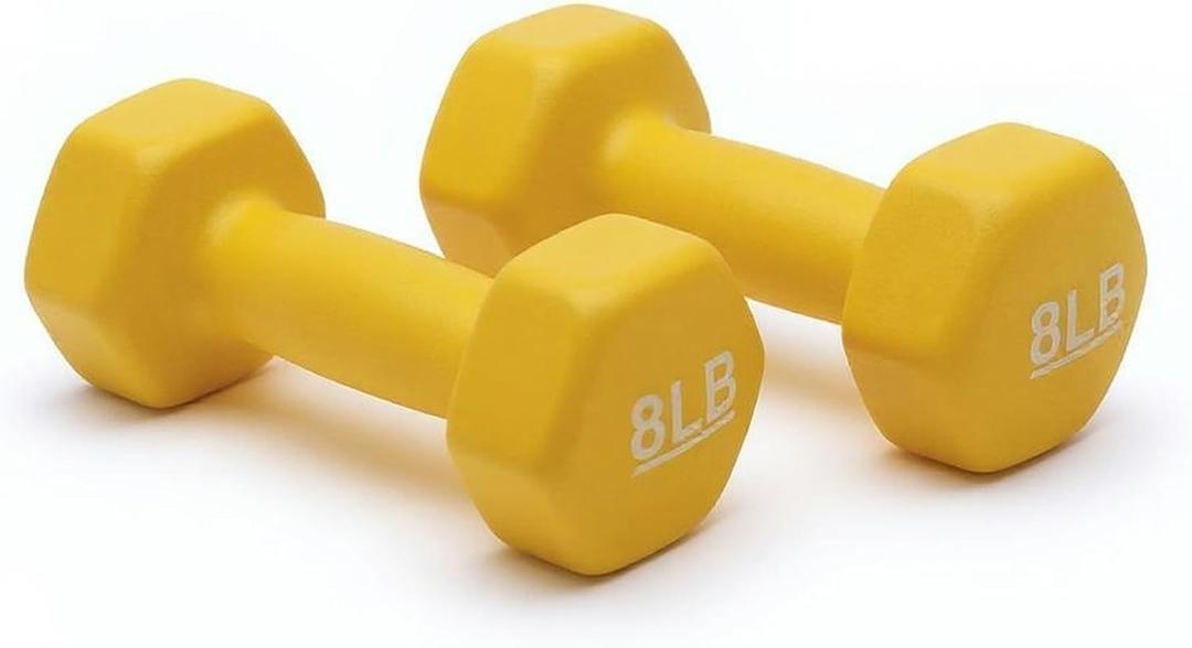 Amazon Basics Neoprene Dumbbell Hand Weights for Exercise and Muscle Toning, 8LB set of 2