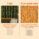 Twinkle Star 300 LED Window Fairy Curtain String Lights, 8 Modes Fairy Lights for Bedroom Wedding Party Home Garden Outdoor Indoor Wall Decorations, Warm White, 2 Pack